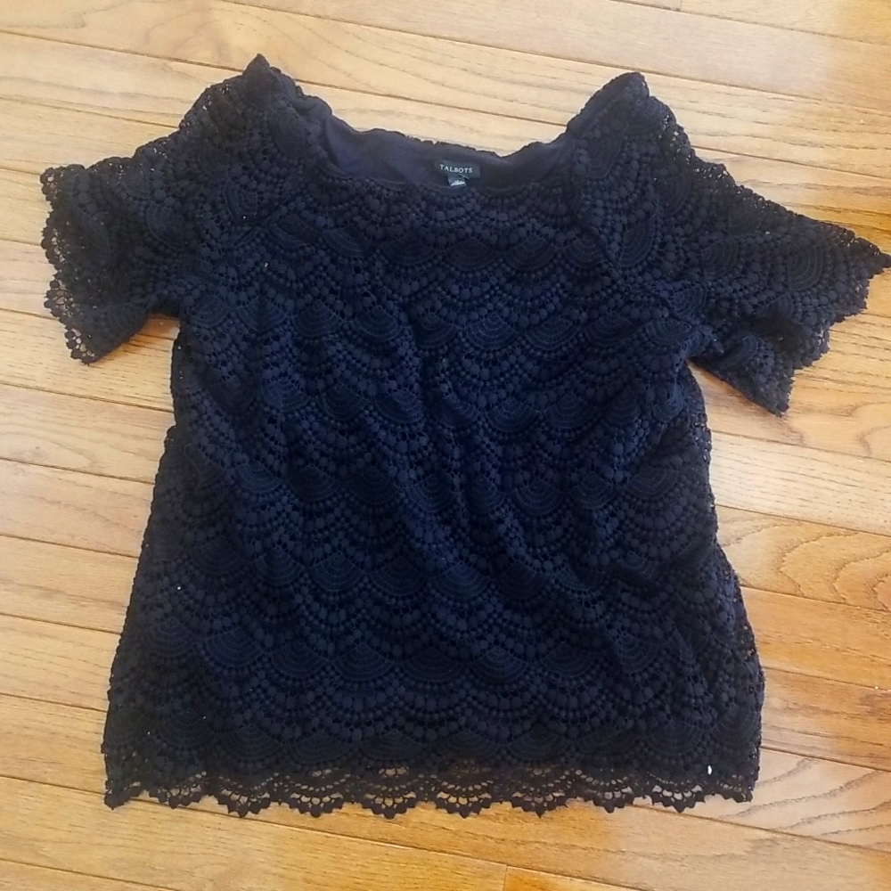 Talbots Black Lace Top with Black Lining